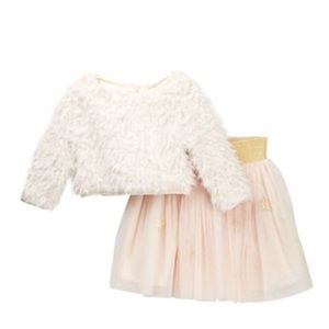 Pippa & Julie Faux Fur Top and Tulle Skirt Size 6